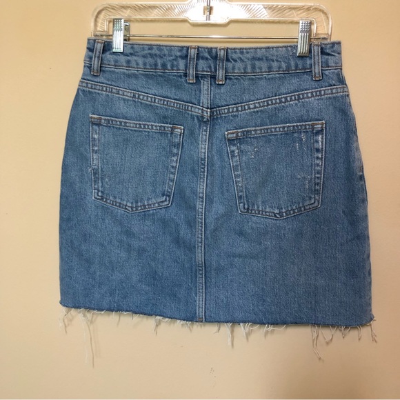 Topshop denim cutoff frayed mini skirt high waist - Picture 2 of 8
